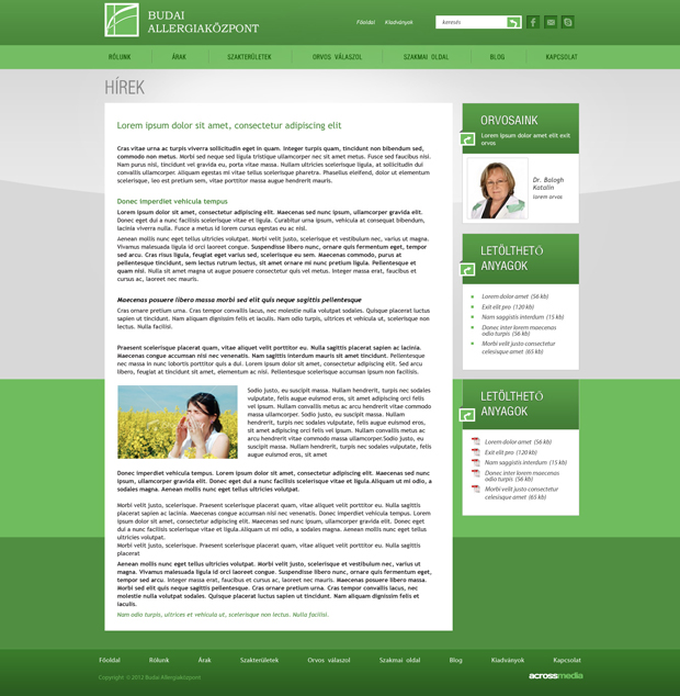 Budai Allergiaközpont webdesign