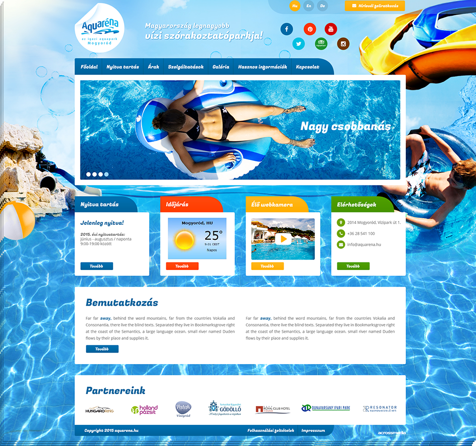 Az Aquaréna honlapja